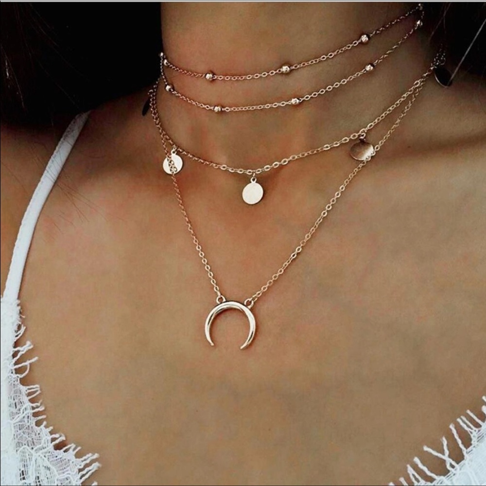 4 for $25✨New✨Boho Crescent Moon Pendant Necklace - Picture 2 of 4